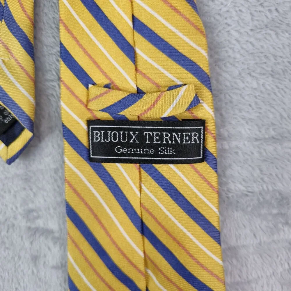 Bijoux Terner Neck Tie Genuine Silk Yellow‎ Striped